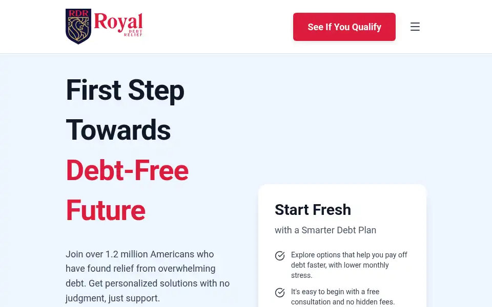 Screenshot of royaldebtrelief.com