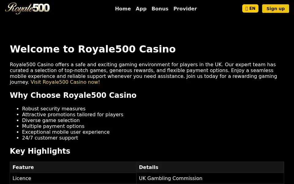 Screenshot of royale500.net
