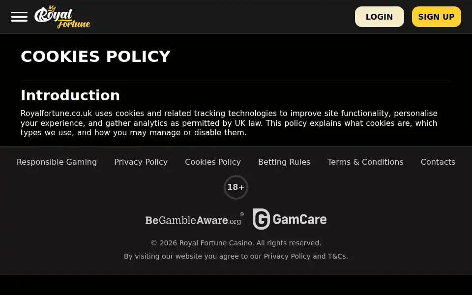 Screenshot of royalfortune.co.uk