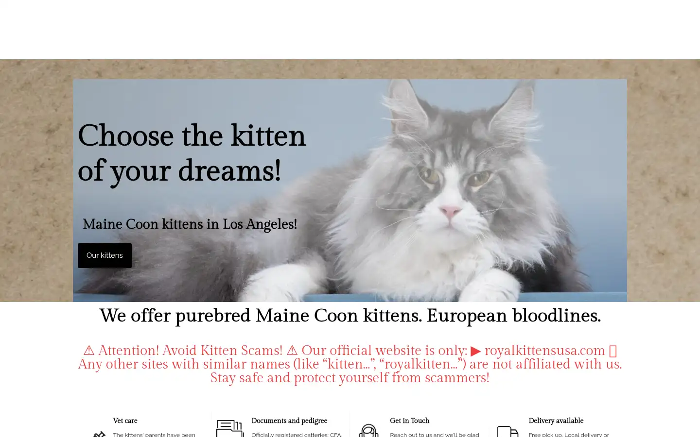 Screenshot of royalkittensusa.com
