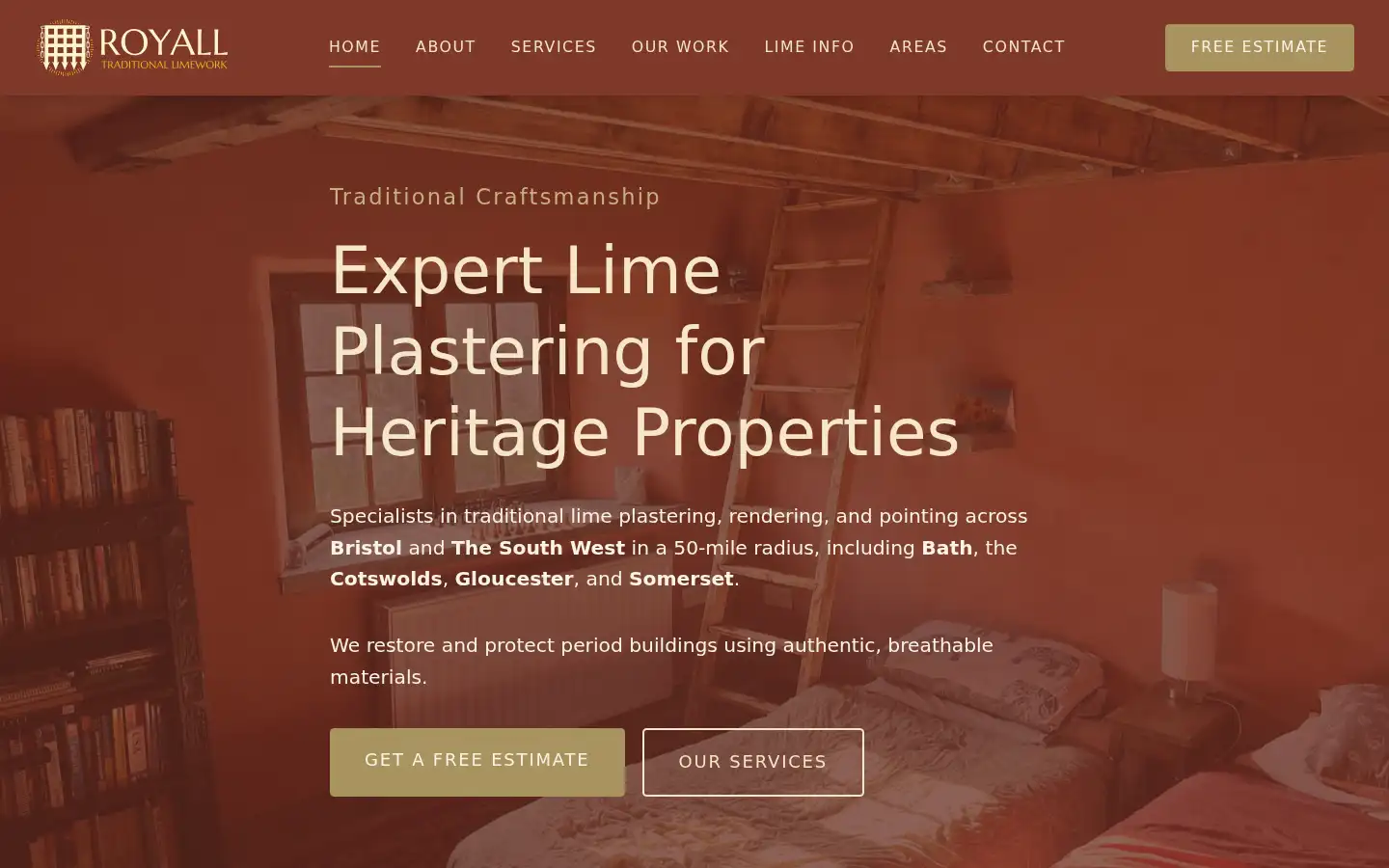 Screenshot of royalltraditionallimework.co.uk