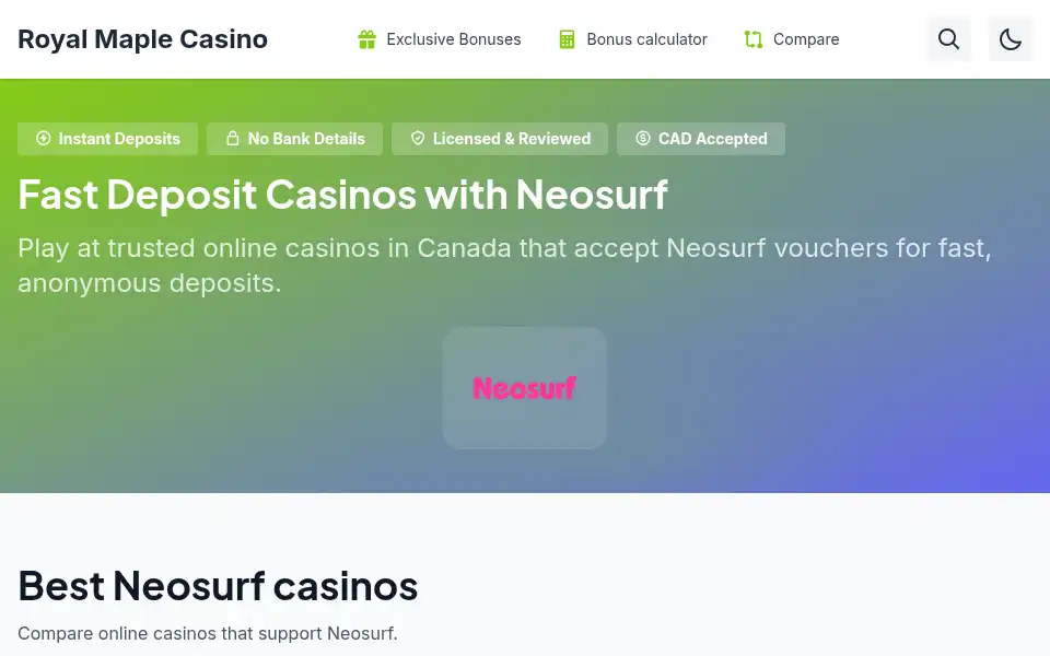 Screenshot of royalmaplecasino.com