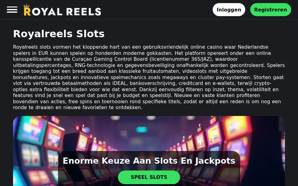 Screenshot of royalreels.nl