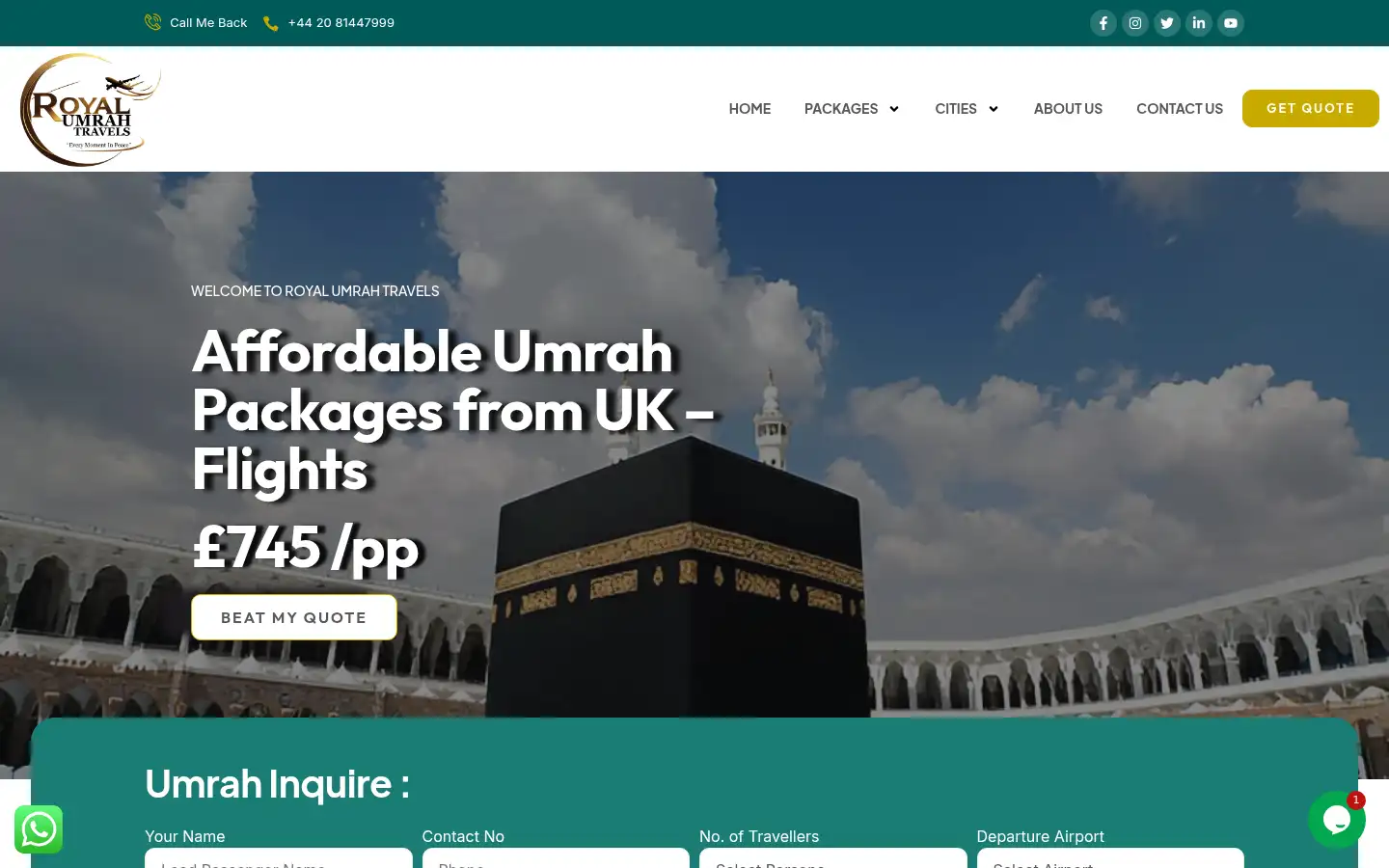 Screenshot of royalumrahtravels.co.uk