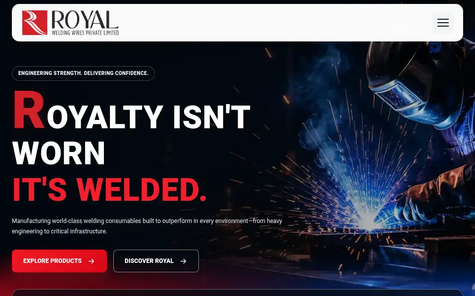 Screenshot of royalweldingwires.com