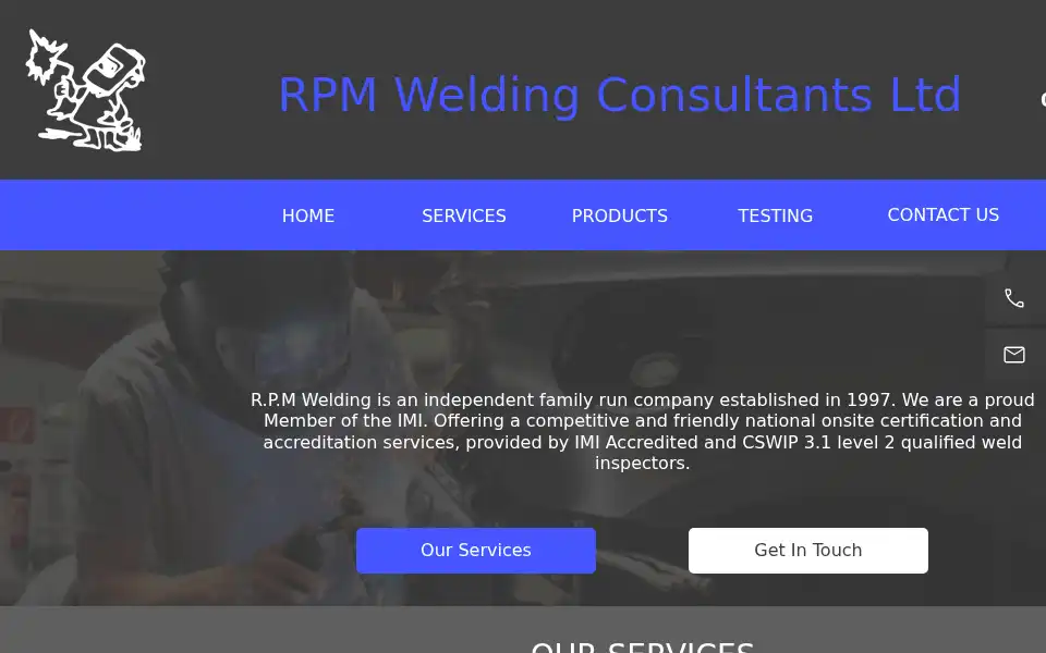 Screenshot of rpmwelding.co.uk