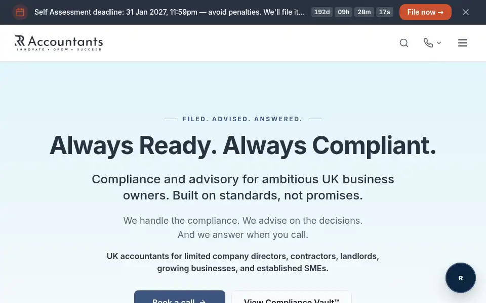 Screenshot of rraccountants.co.uk