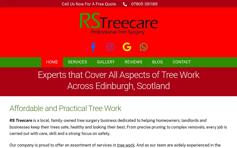 Screenshot of rs-treecare.co.uk