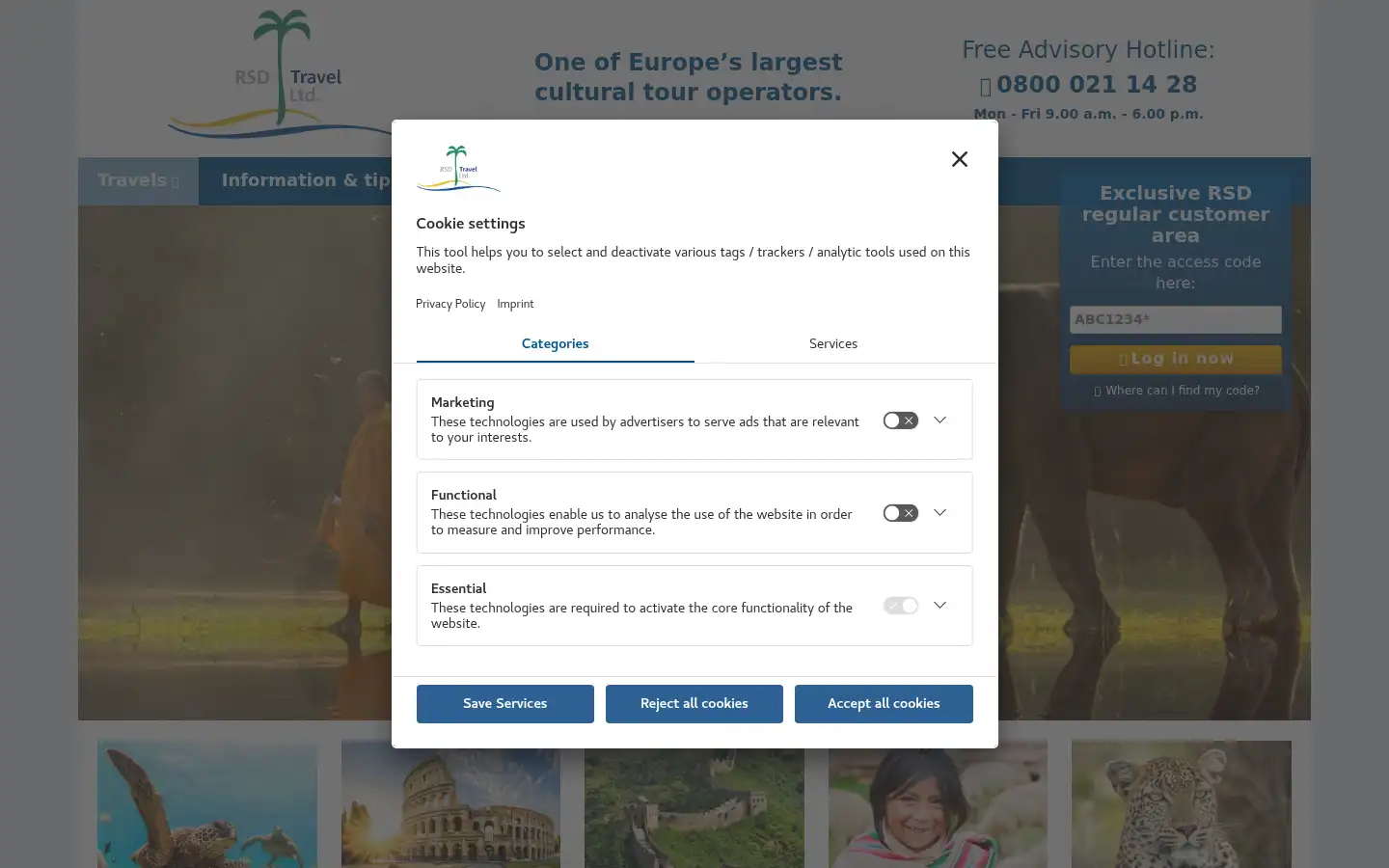 Screenshot of rsd-travel.co.uk