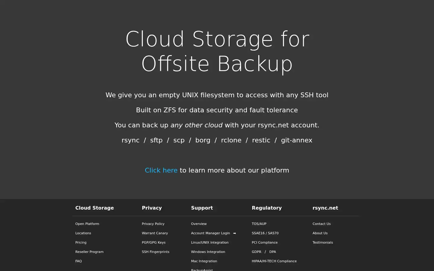 Screenshot of rsync.net