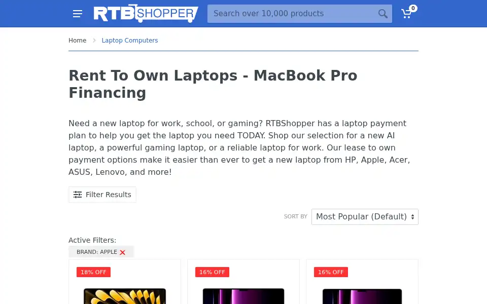 Screenshot of rtbshopper.com