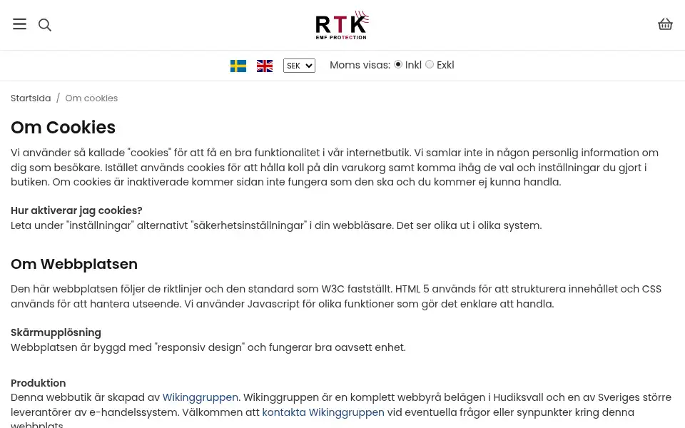 Screenshot of rtk.se