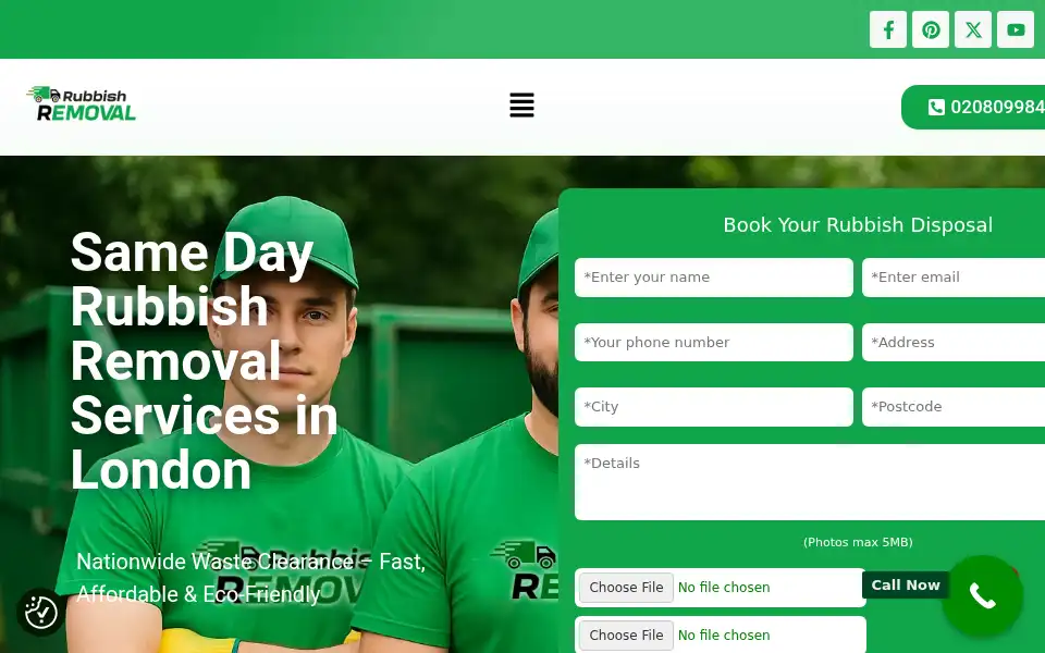 Screenshot of rubbishremoval.uk