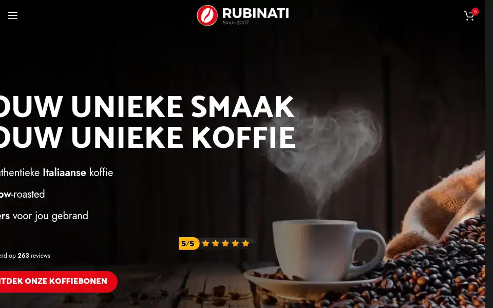 Screenshot of rubinatikoffie.nl