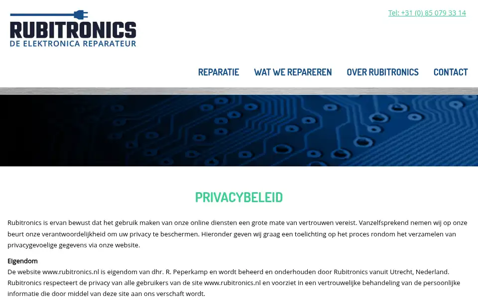 Screenshot of rubitronics.nl