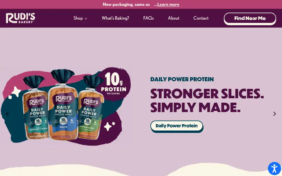 Screenshot of rudisbakery.com
