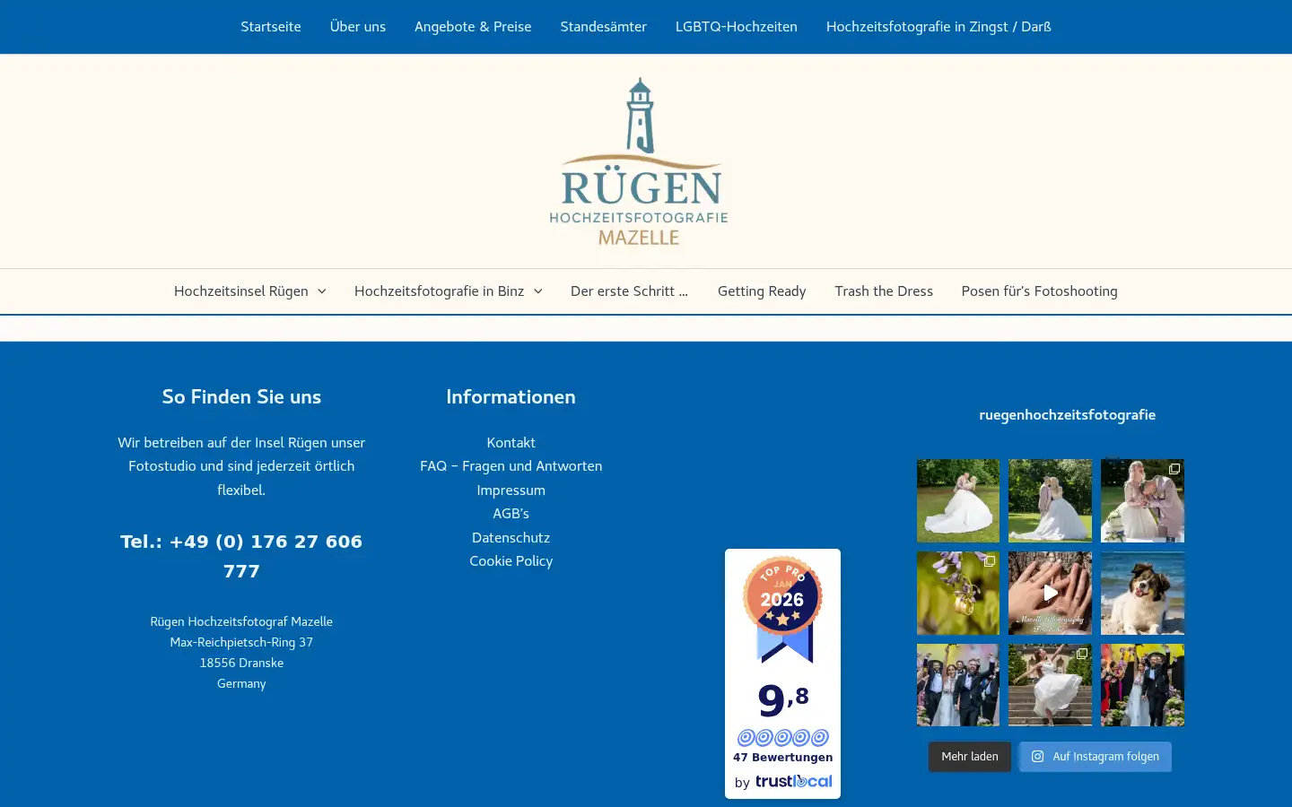 Screenshot of ruegen-hochzeitsfotografie.de