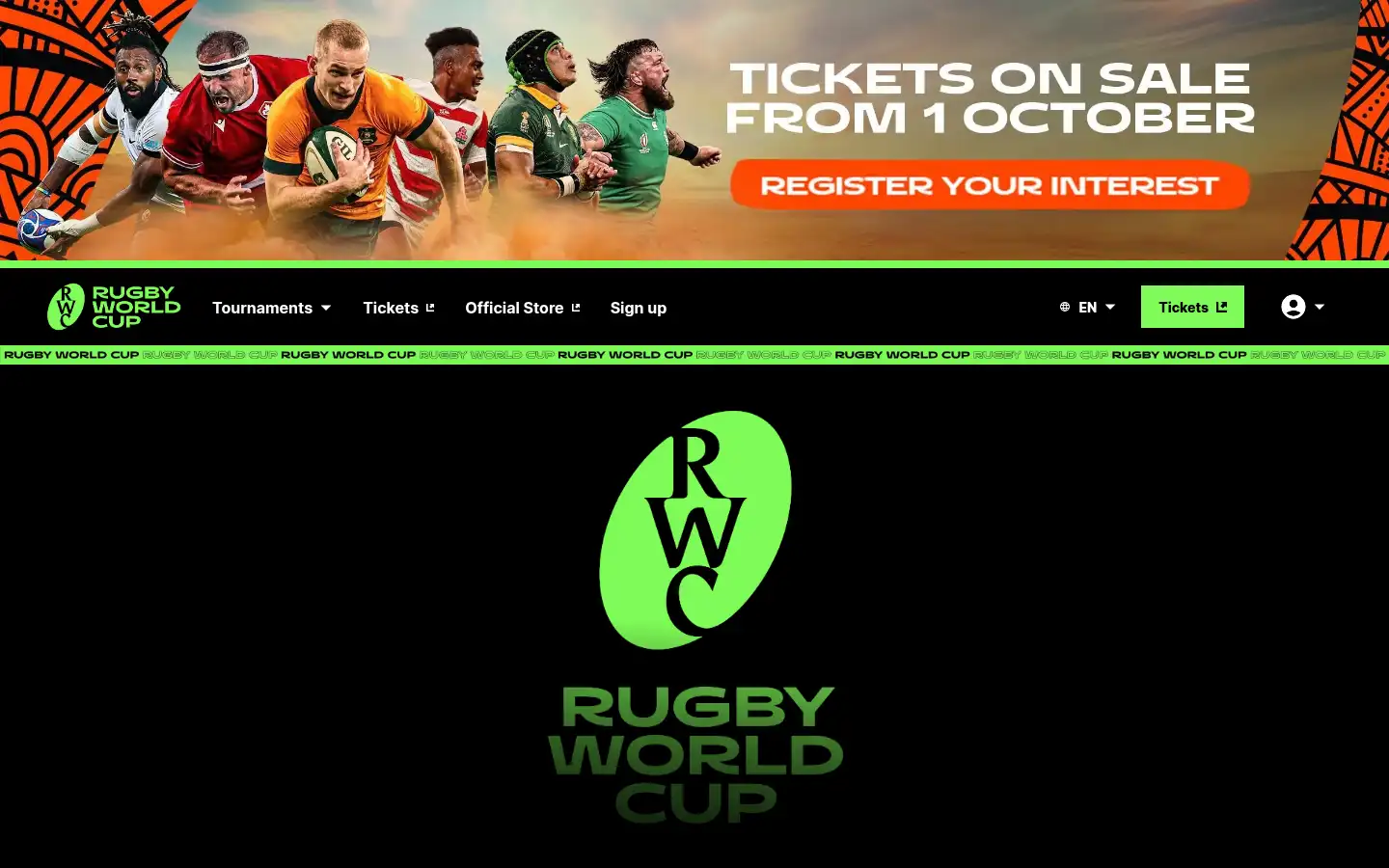 Screenshot of rugbyworldcup.com