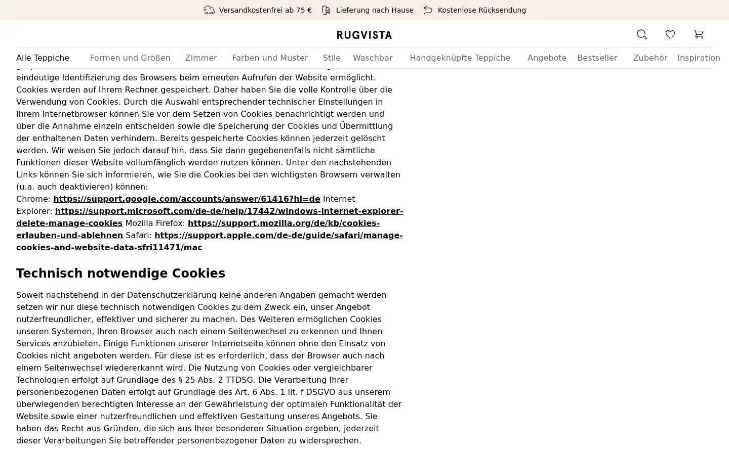 Screenshot of rugvista.at