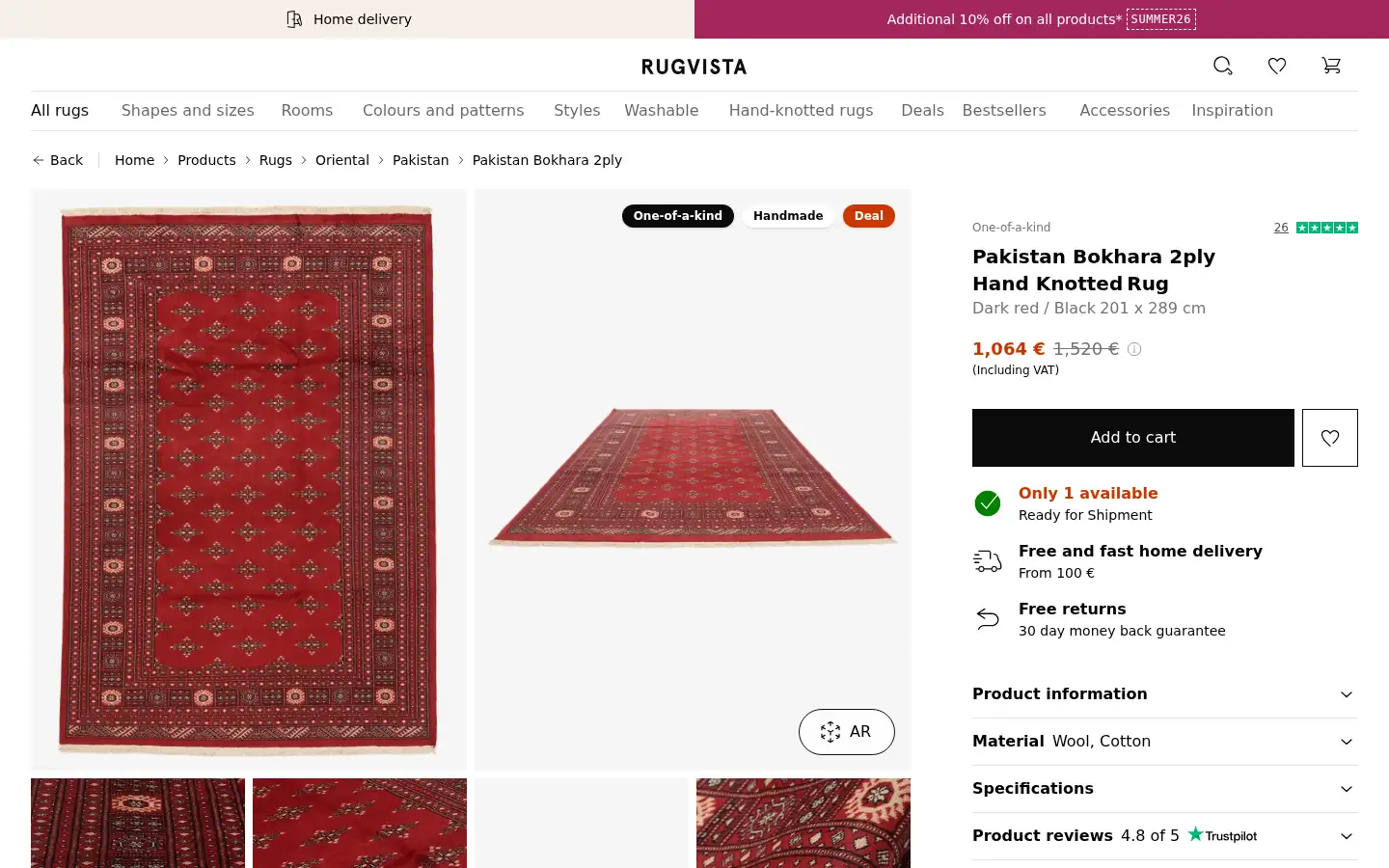 Screenshot of rugvista.ie