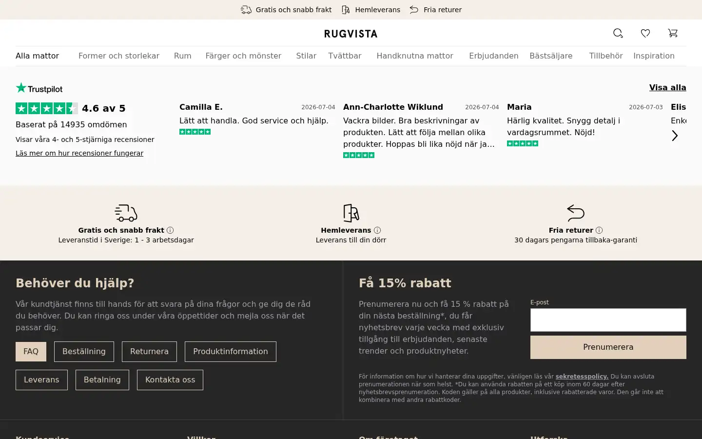 Screenshot of rugvista.se