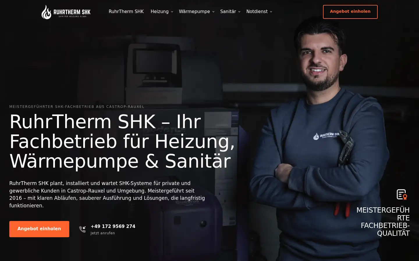 Screenshot of ruhrtherm-shk.de