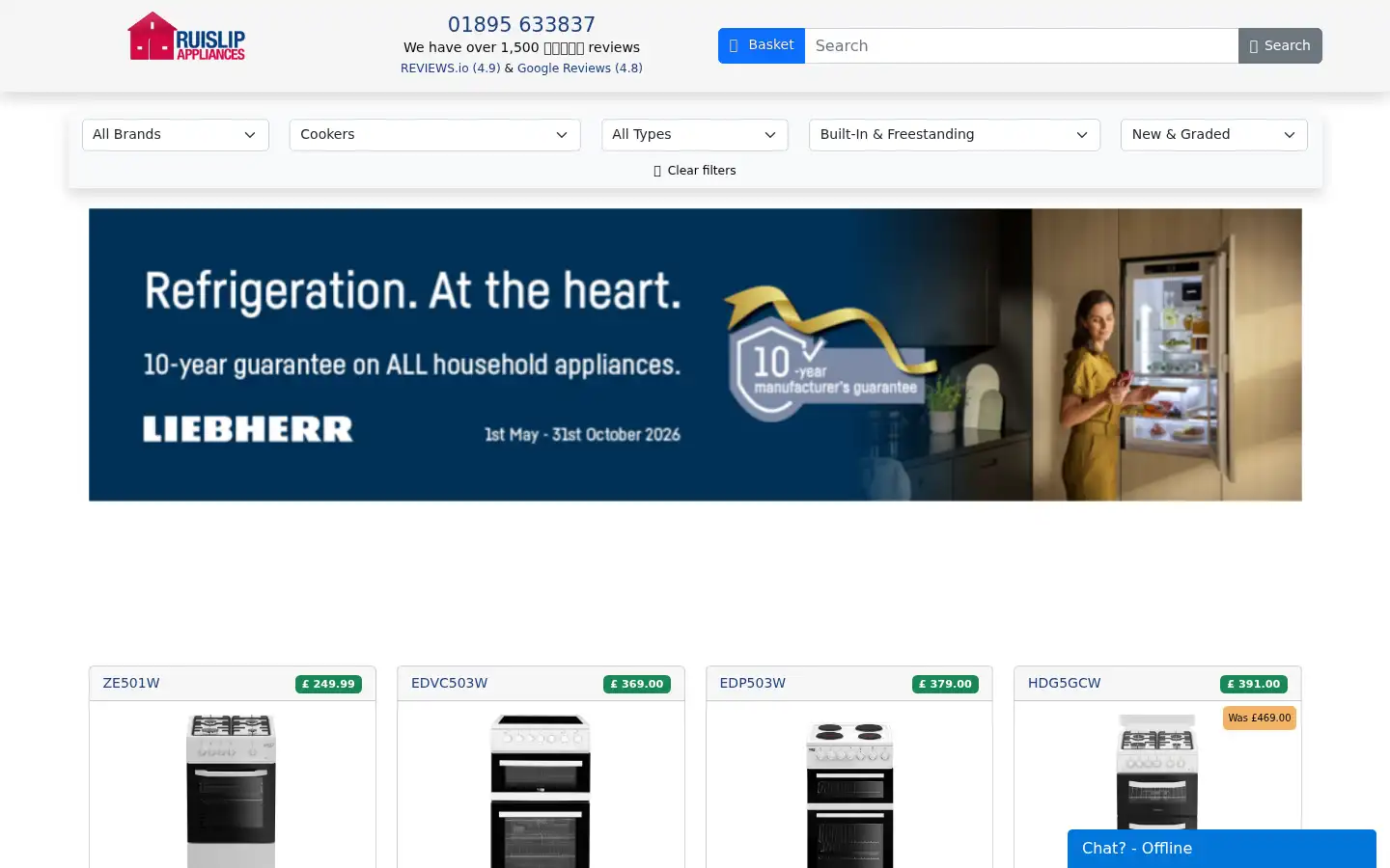 Screenshot of ruislipappliances.com