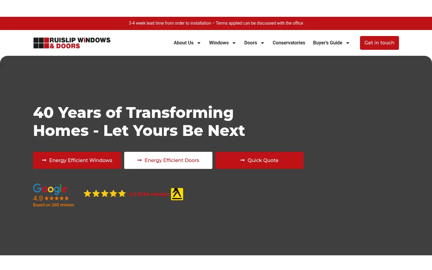 Screenshot of ruislipwindows.co.uk