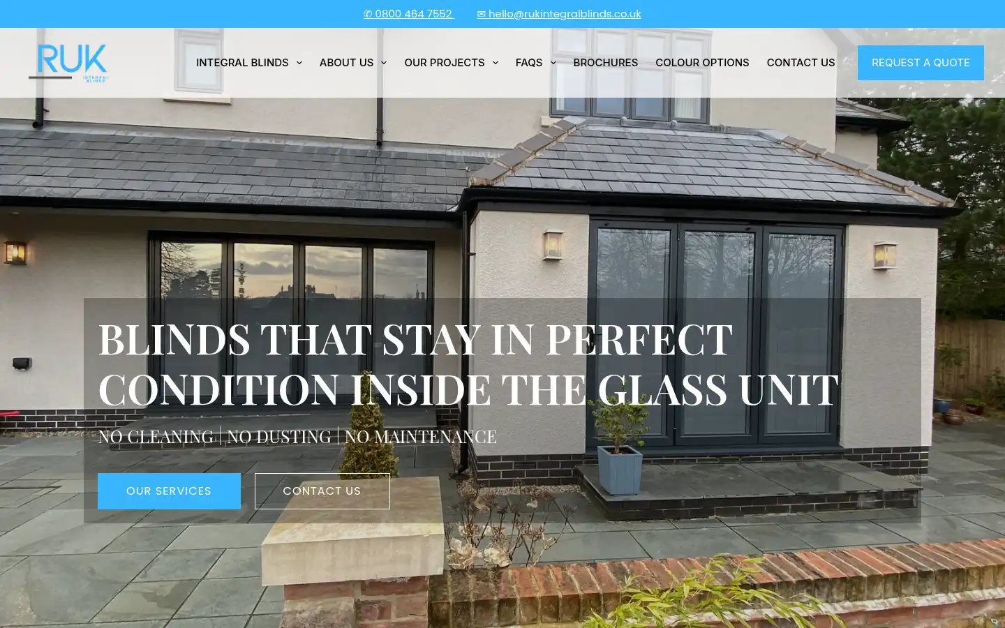 Screenshot of rukintegralblinds.co.uk