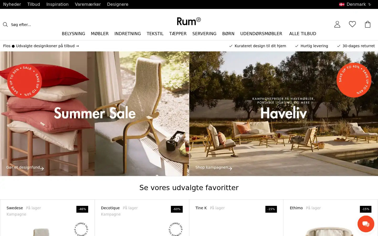 Screenshot of rum21.dk