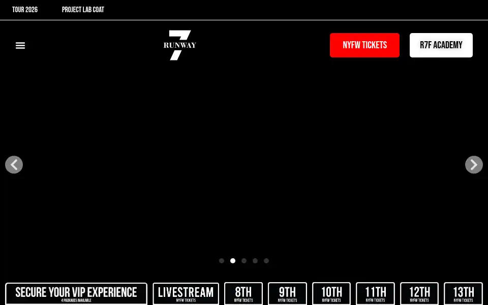 Screenshot of runway7fashion.com