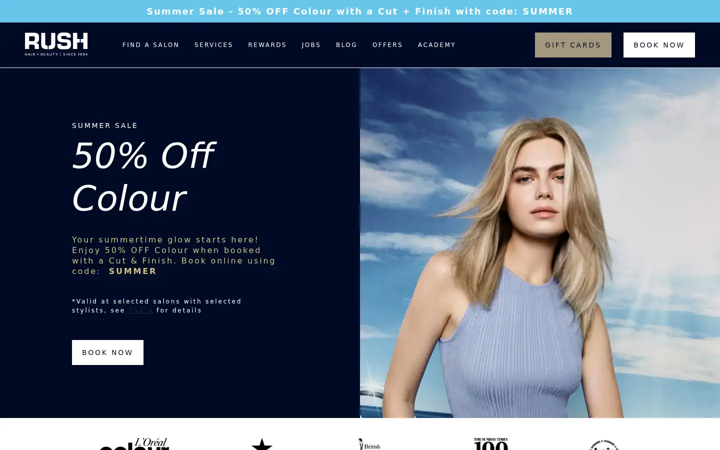 Screenshot of rush.co.uk