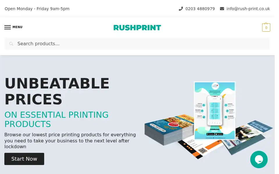 Screenshot of rush-print.co.uk