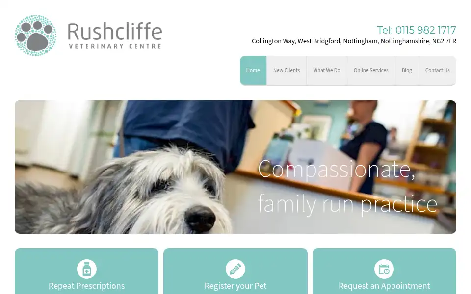 Screenshot of rushcliffevets.co.uk