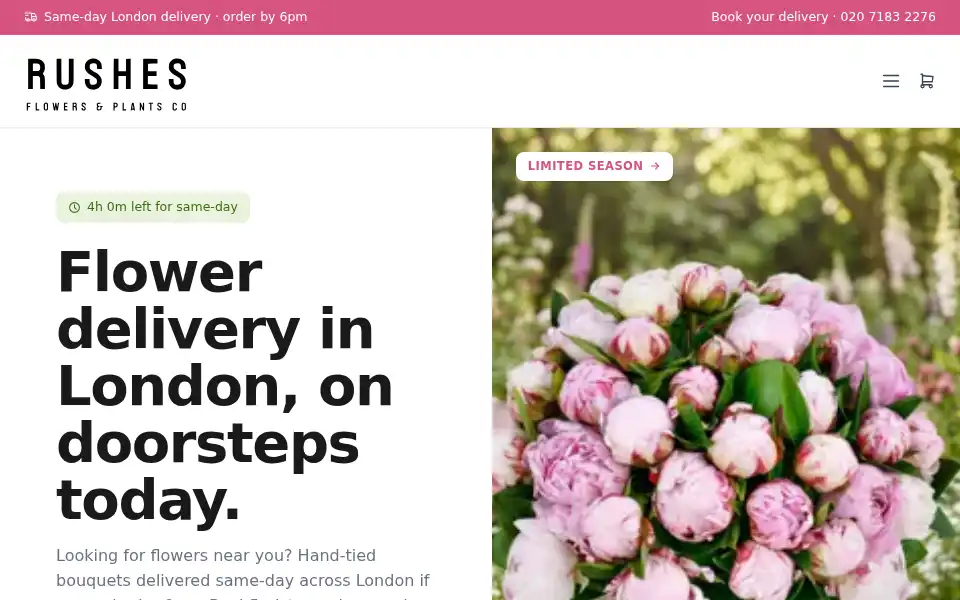 Screenshot of rushesflorist.co.uk