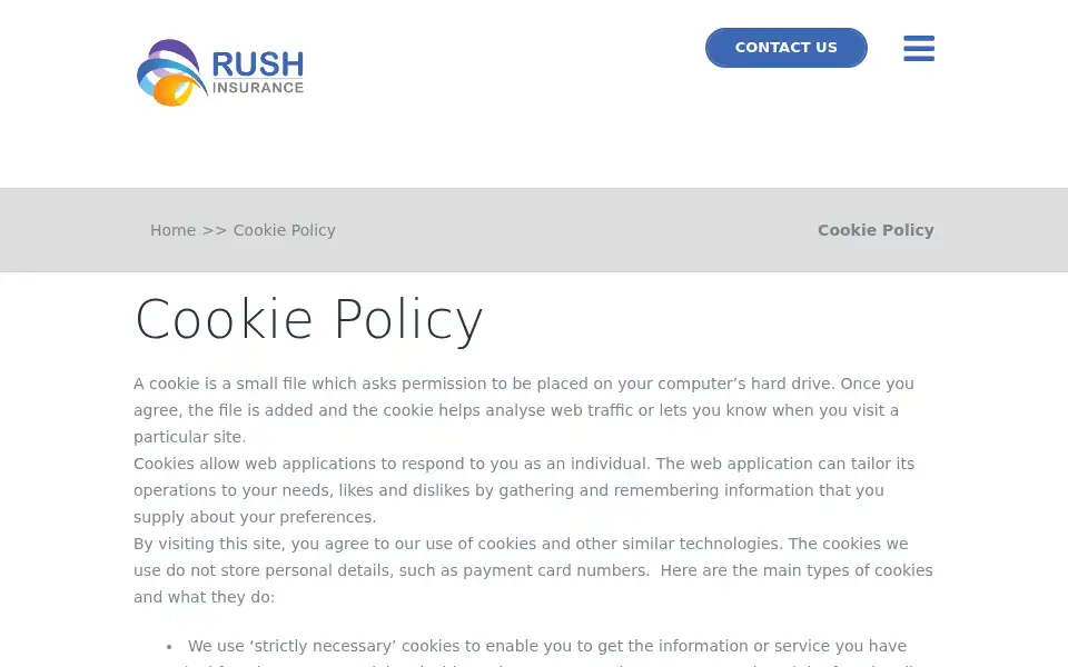Screenshot of rushinsurance.co.uk