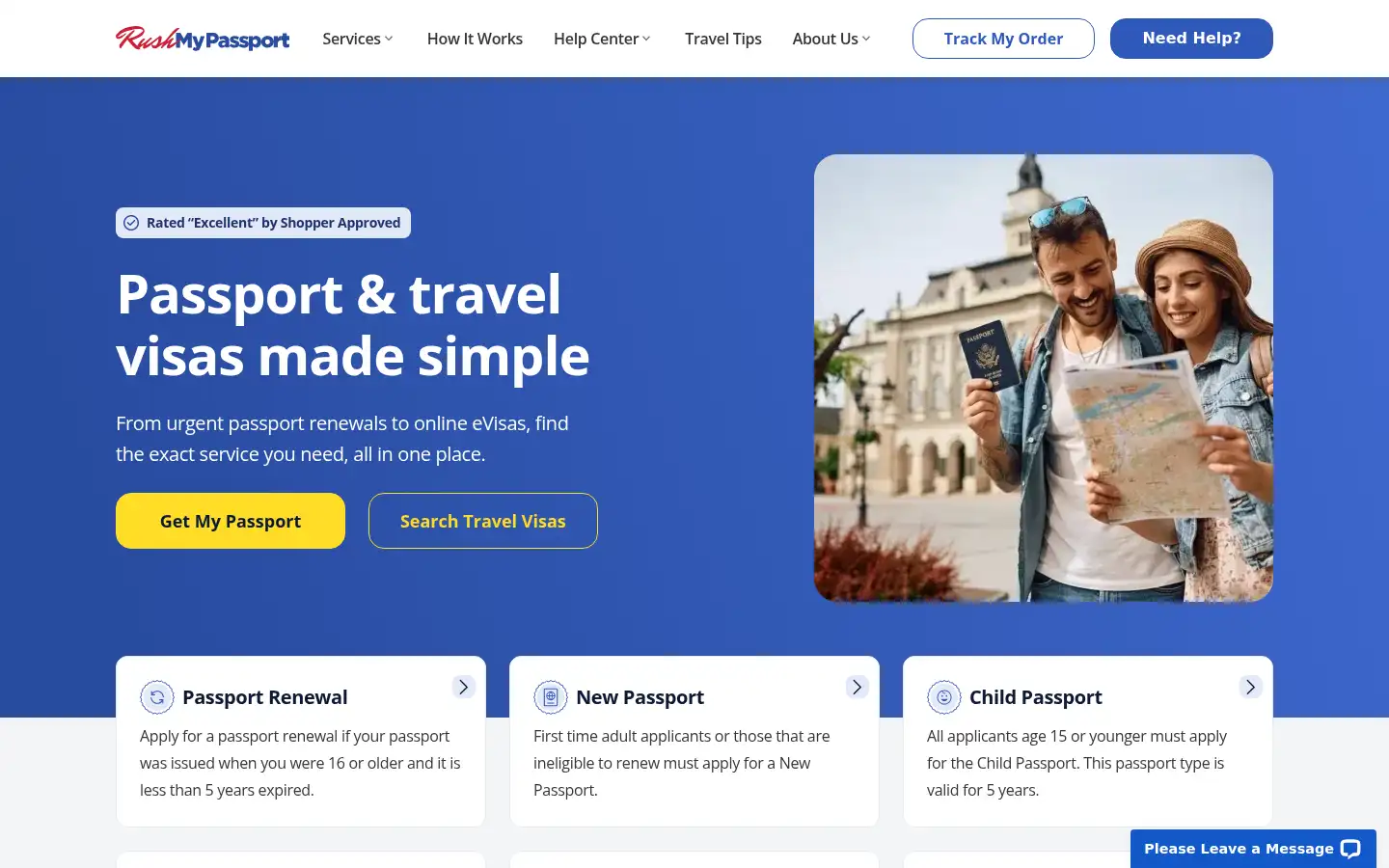 Screenshot of rushmypassport.com