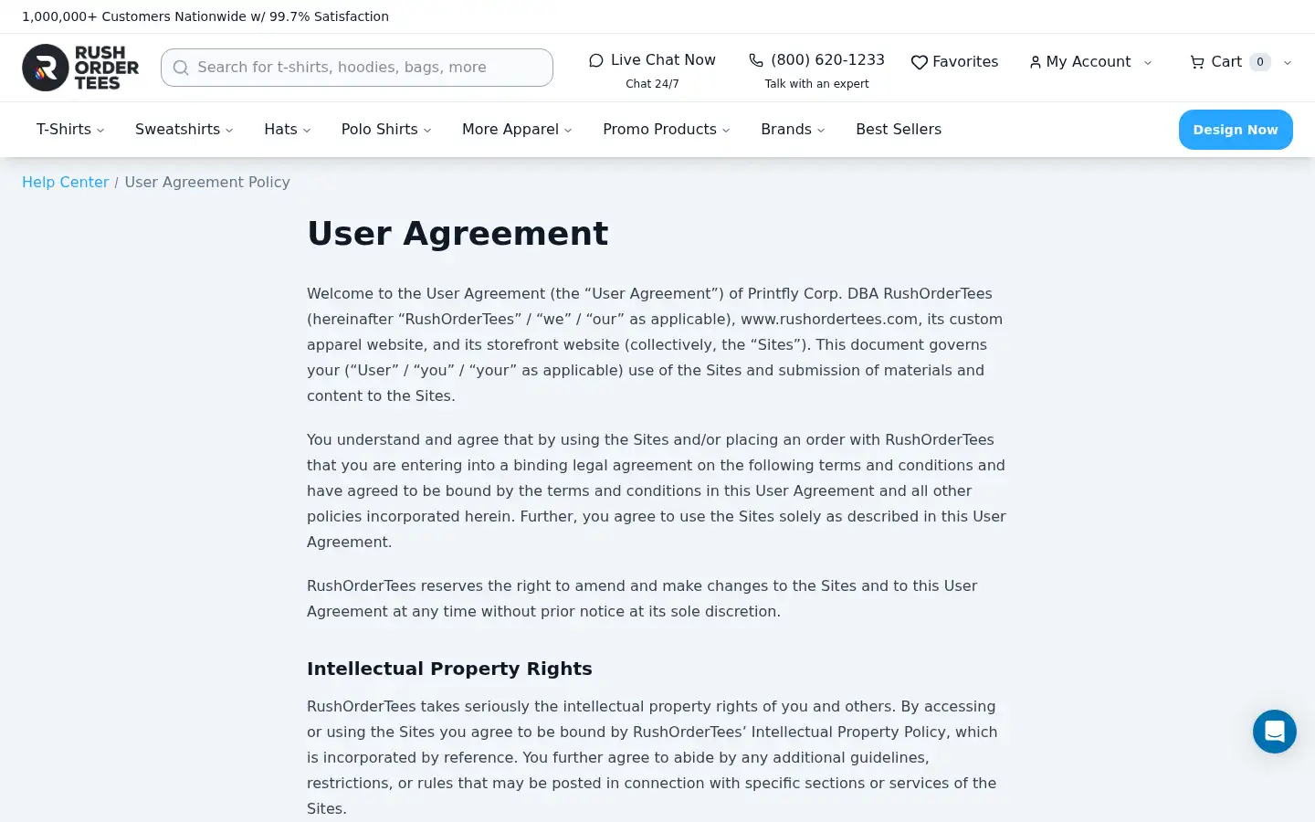 Screenshot of rushordertees.com