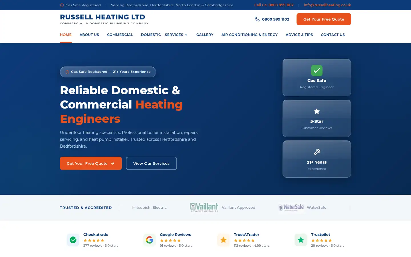Screenshot of russellheating.net