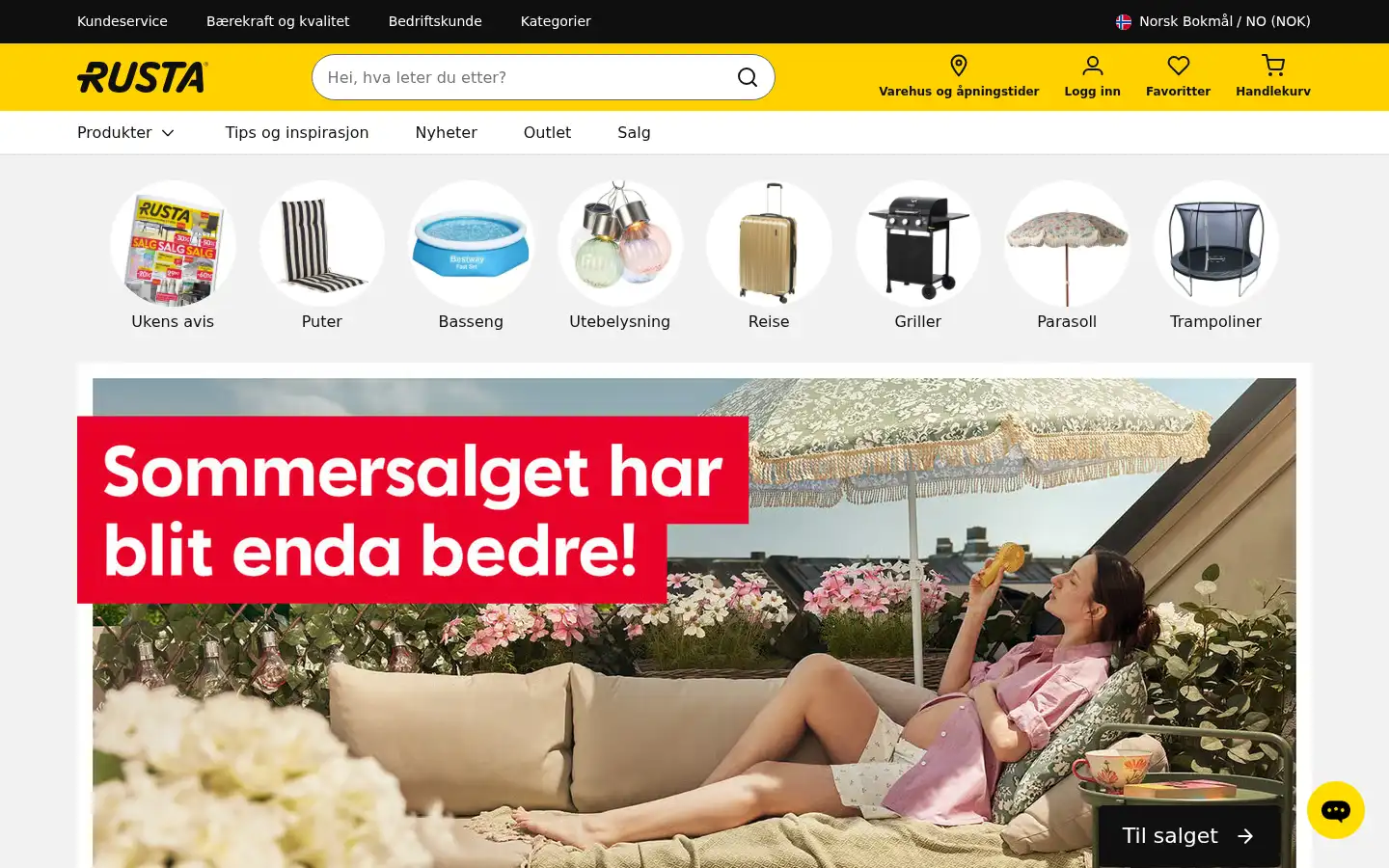 Screenshot of rusta.no