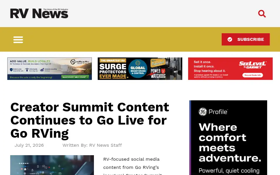 Screenshot of rvnews.com