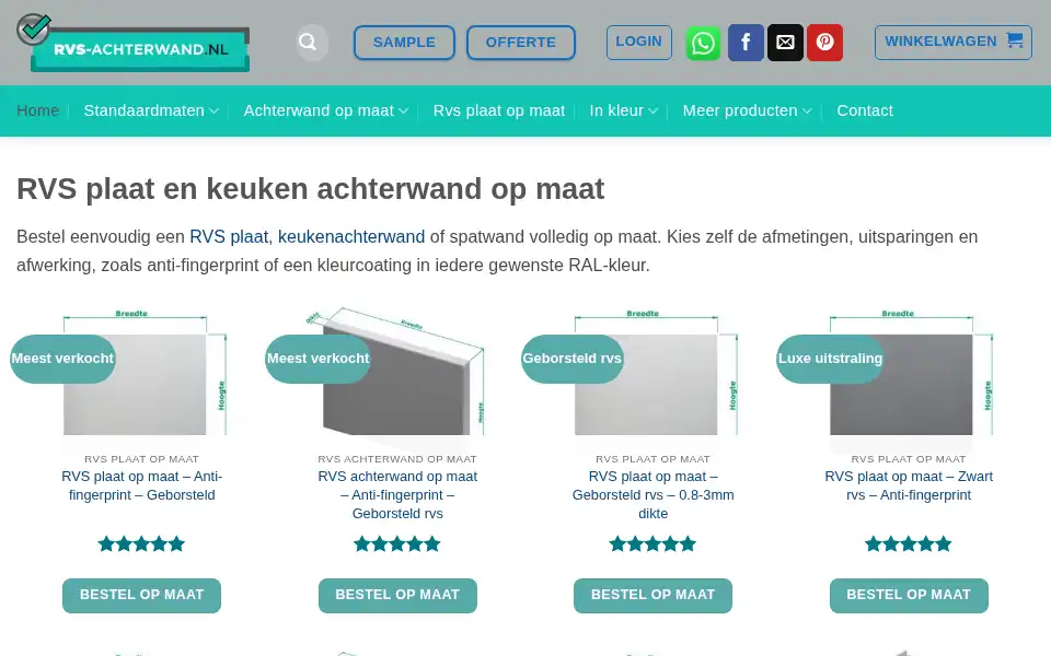 Screenshot of rvs-achterwand.nl