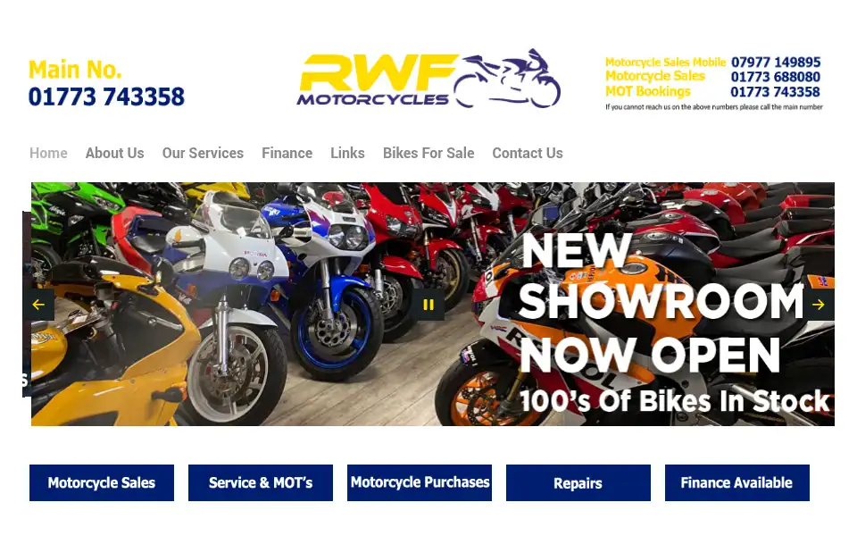 Screenshot of rwfmotorcycles.co.uk
