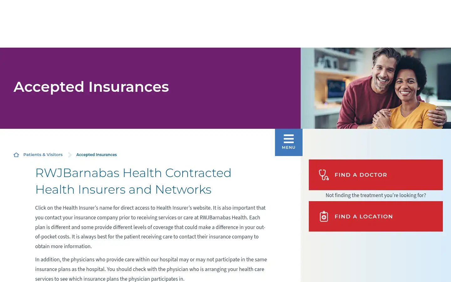 Screenshot of rwjbh.org