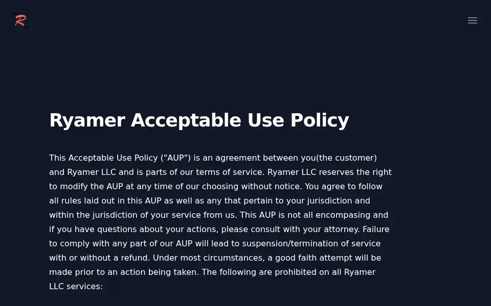 Screenshot of ryamer.com
