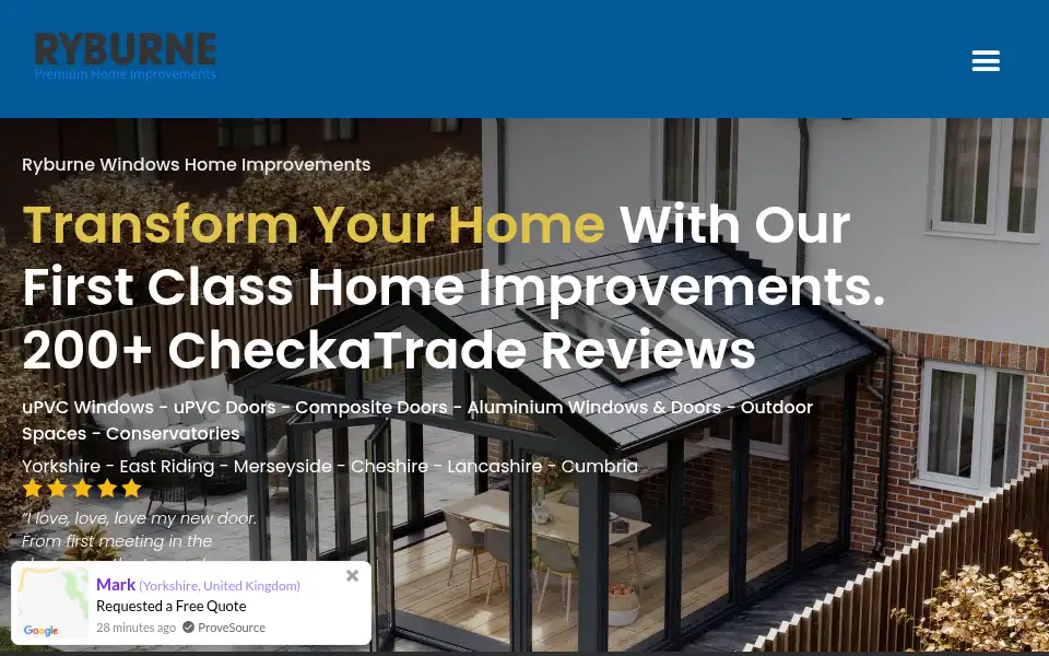 Screenshot of ryburnewindows.co.uk