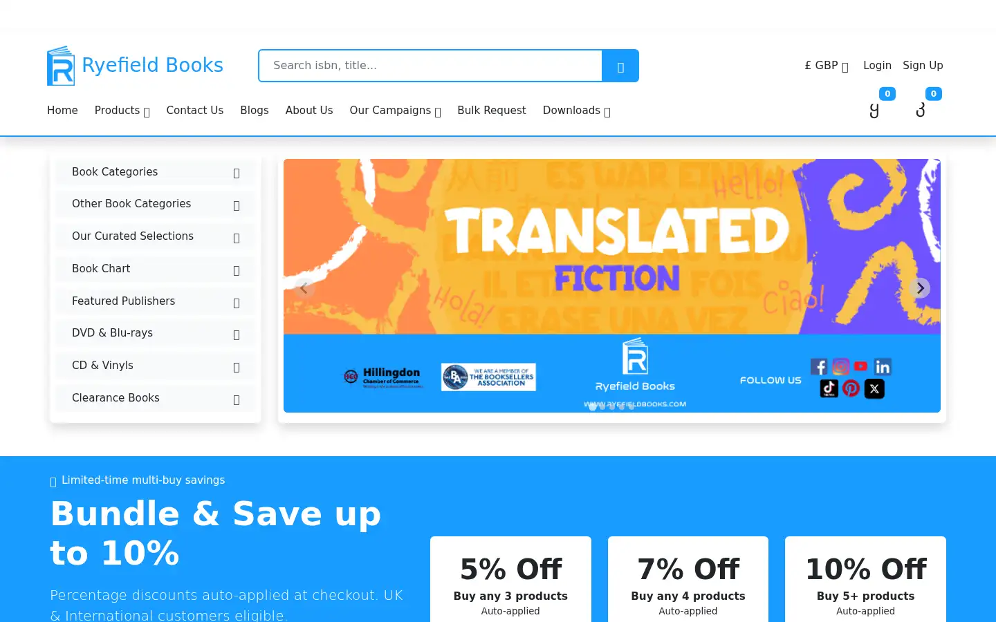Screenshot of ryefieldbooks.com