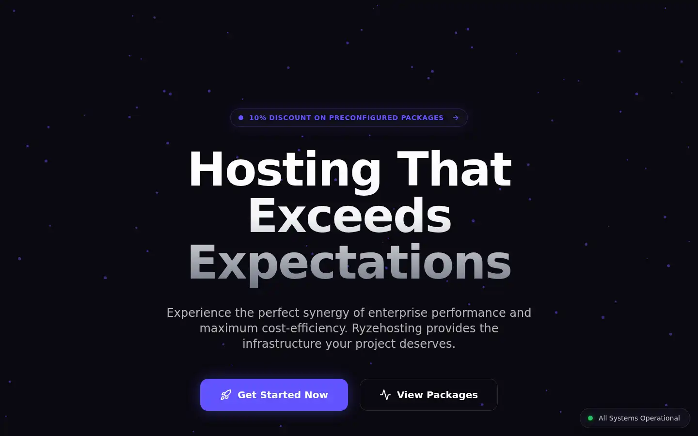 Screenshot of ryzehosting.com