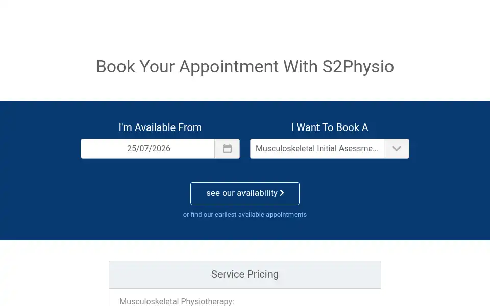 Screenshot of s2physio.co.uk