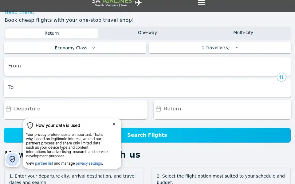 Screenshot of sa-airlines.co.za
